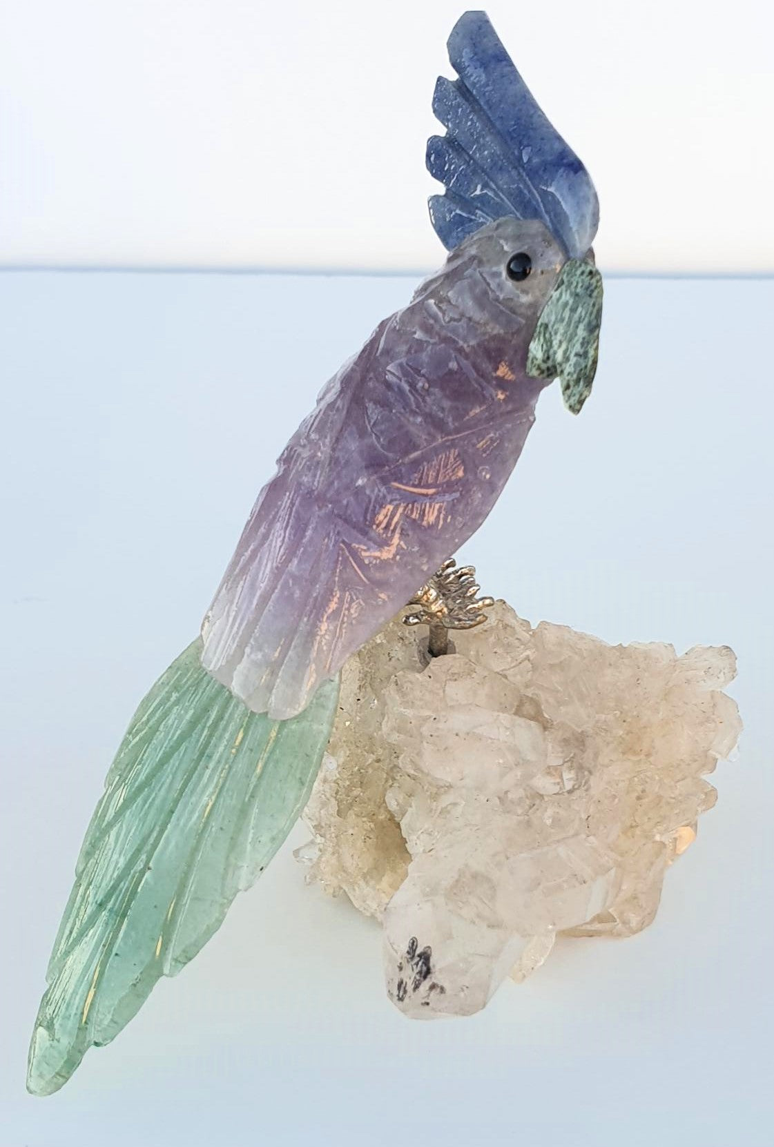 Crystal Carved Bird on Clear Quartz Cluster