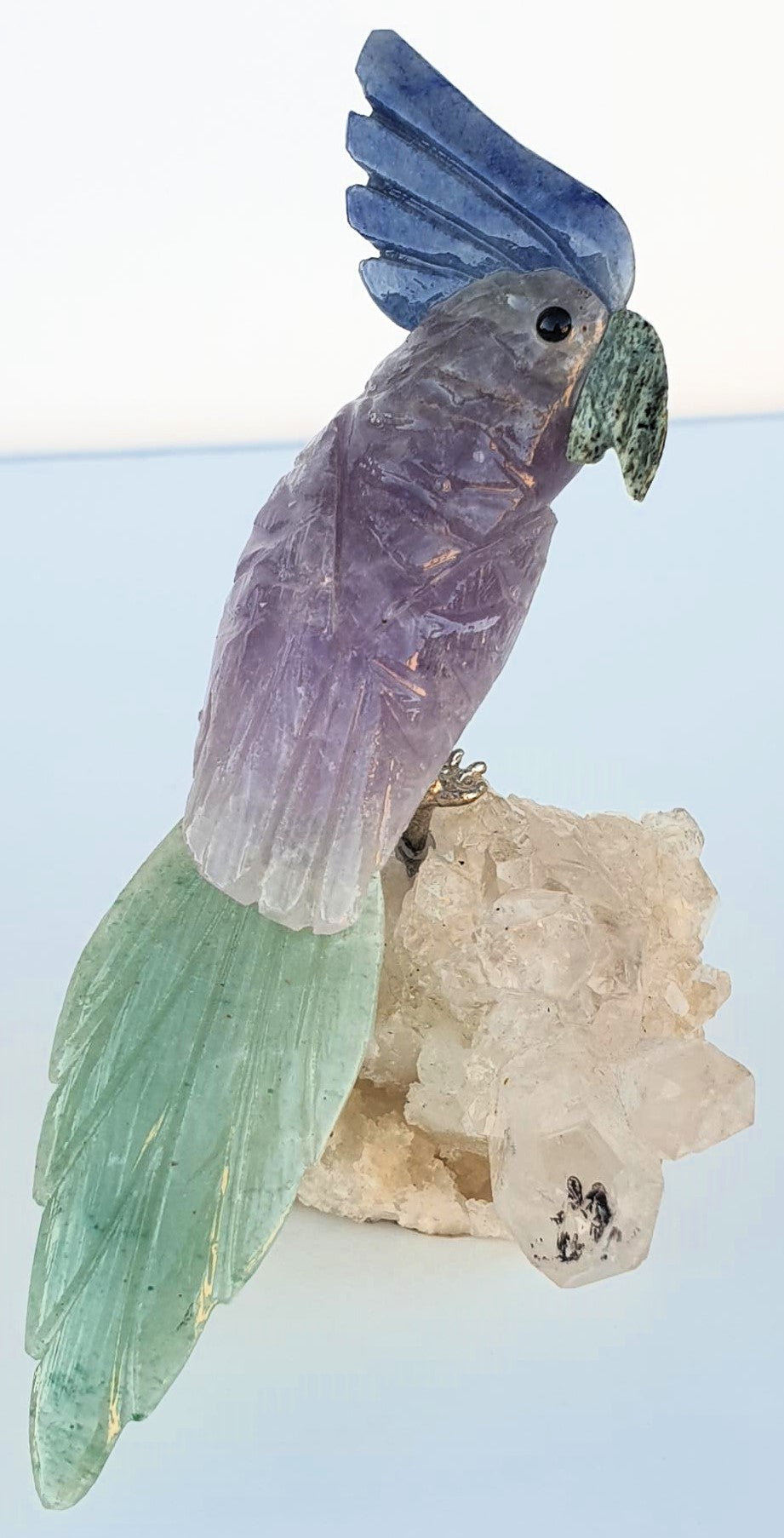 Crystal Carved Bird on Clear Quartz Cluster