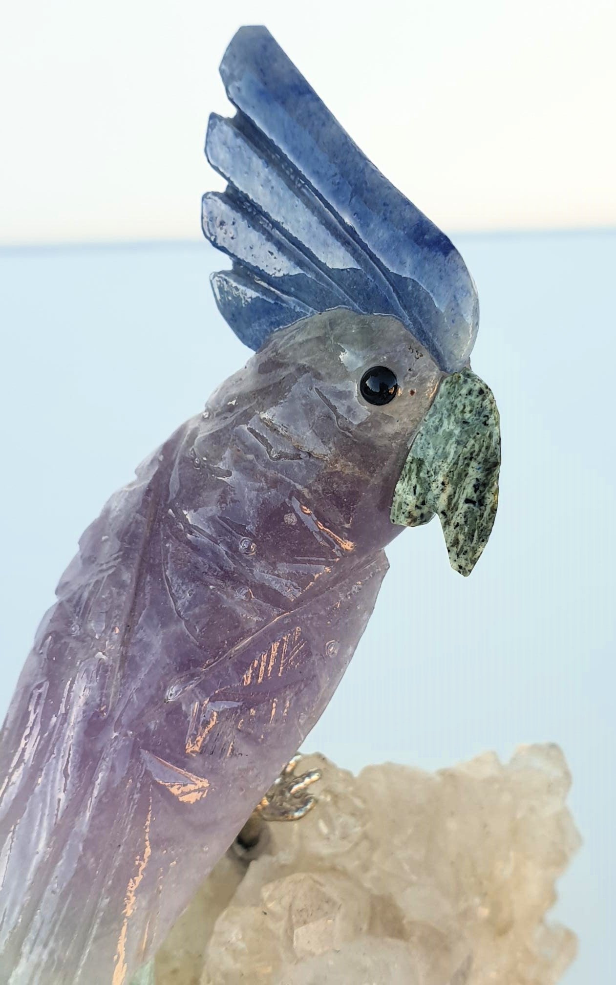 Crystal Carved Bird on Clear Quartz Cluster