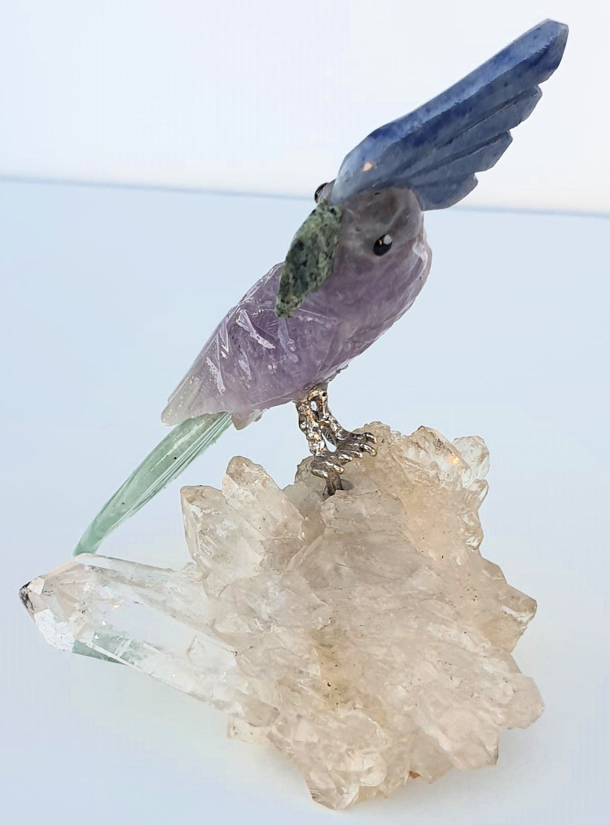 Crystal Carved Bird on Clear Quartz Cluster