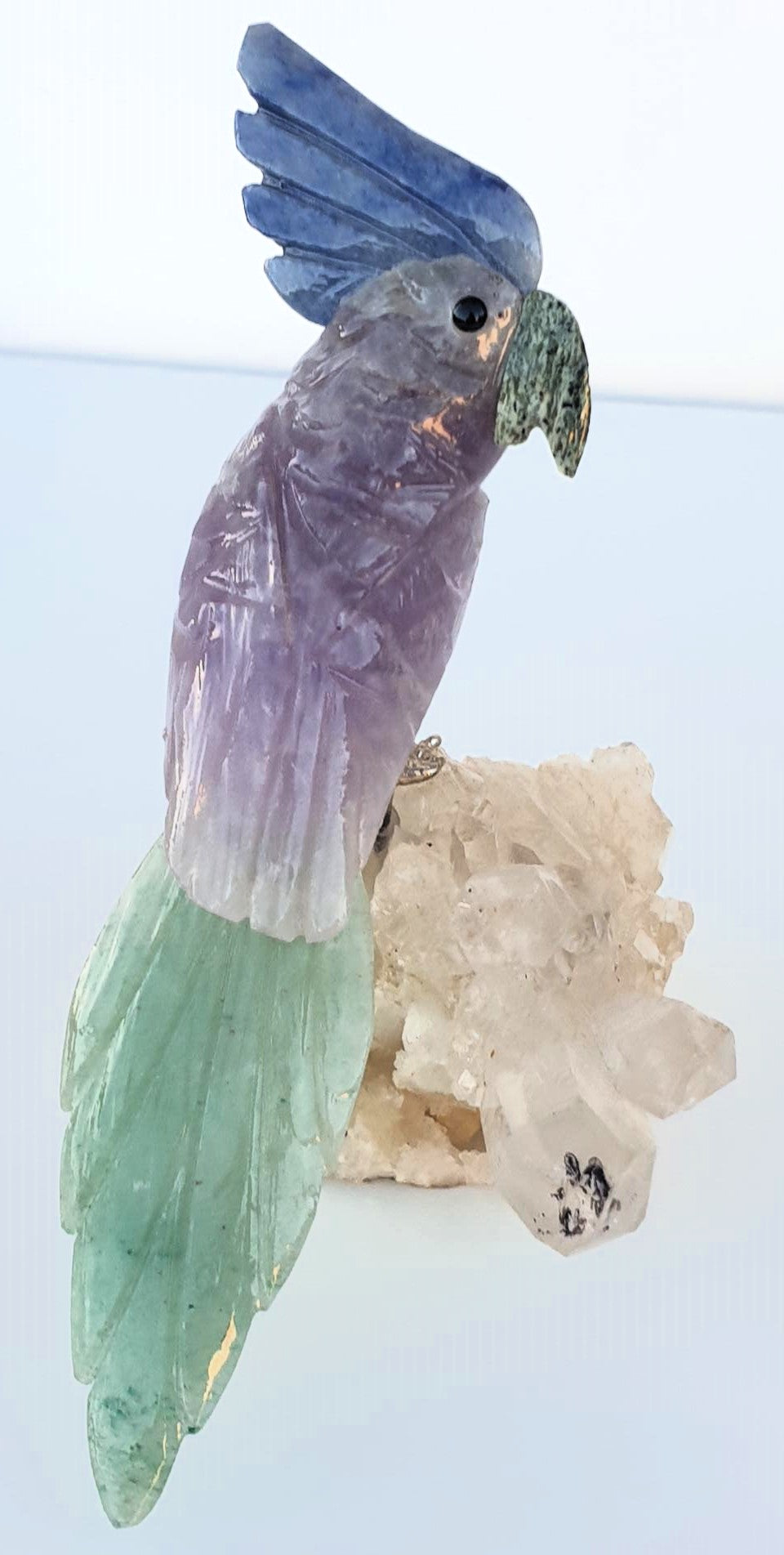 Crystal Carved Bird on Clear Quartz Cluster