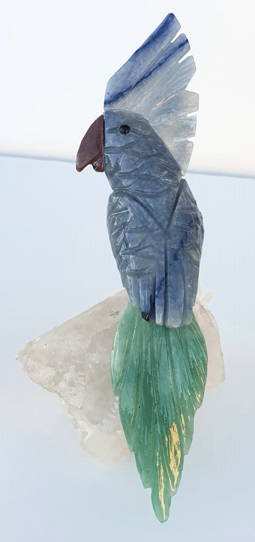 Crystal Carved Bird on Clear Quartz Cluster