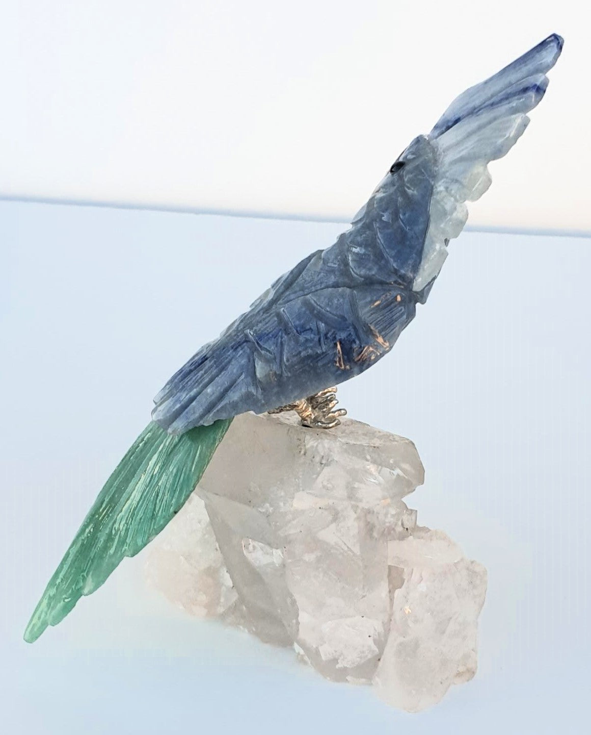 Crystal Carved Bird on Clear Quartz Cluster