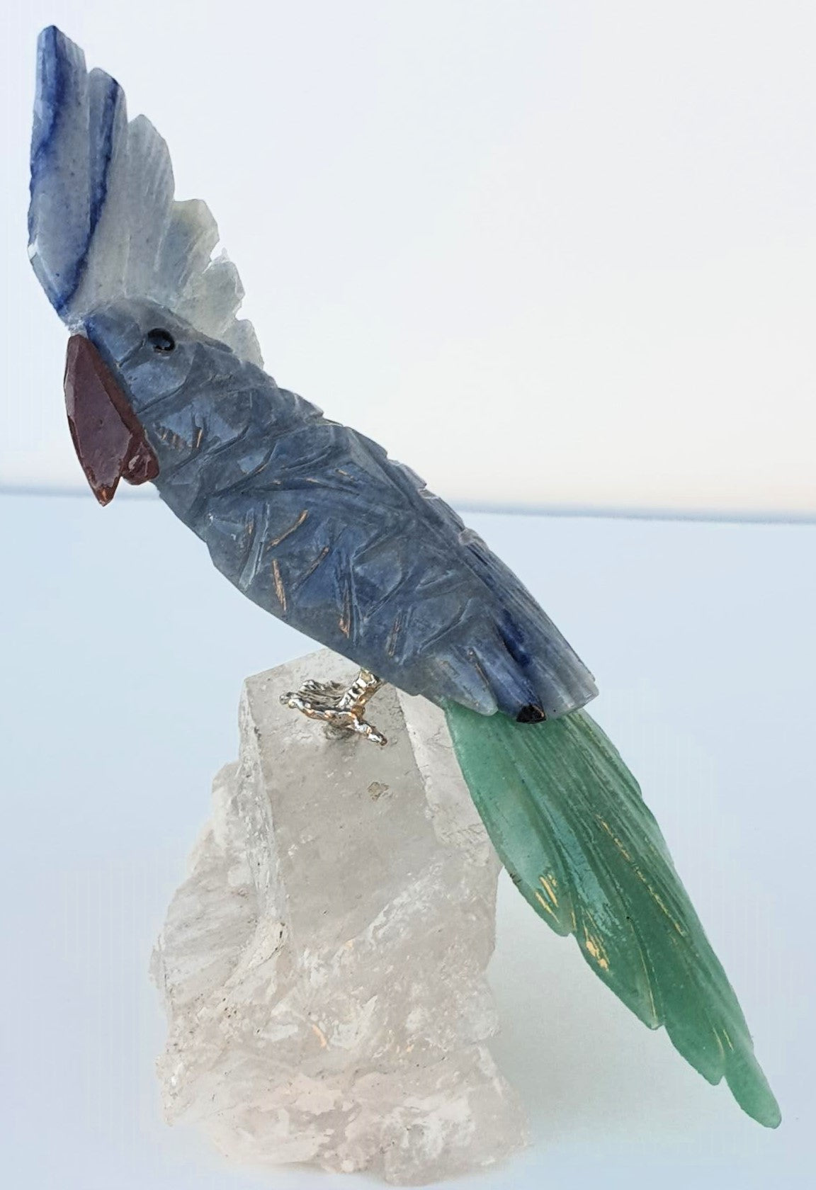 Crystal Carved Bird on Clear Quartz Cluster