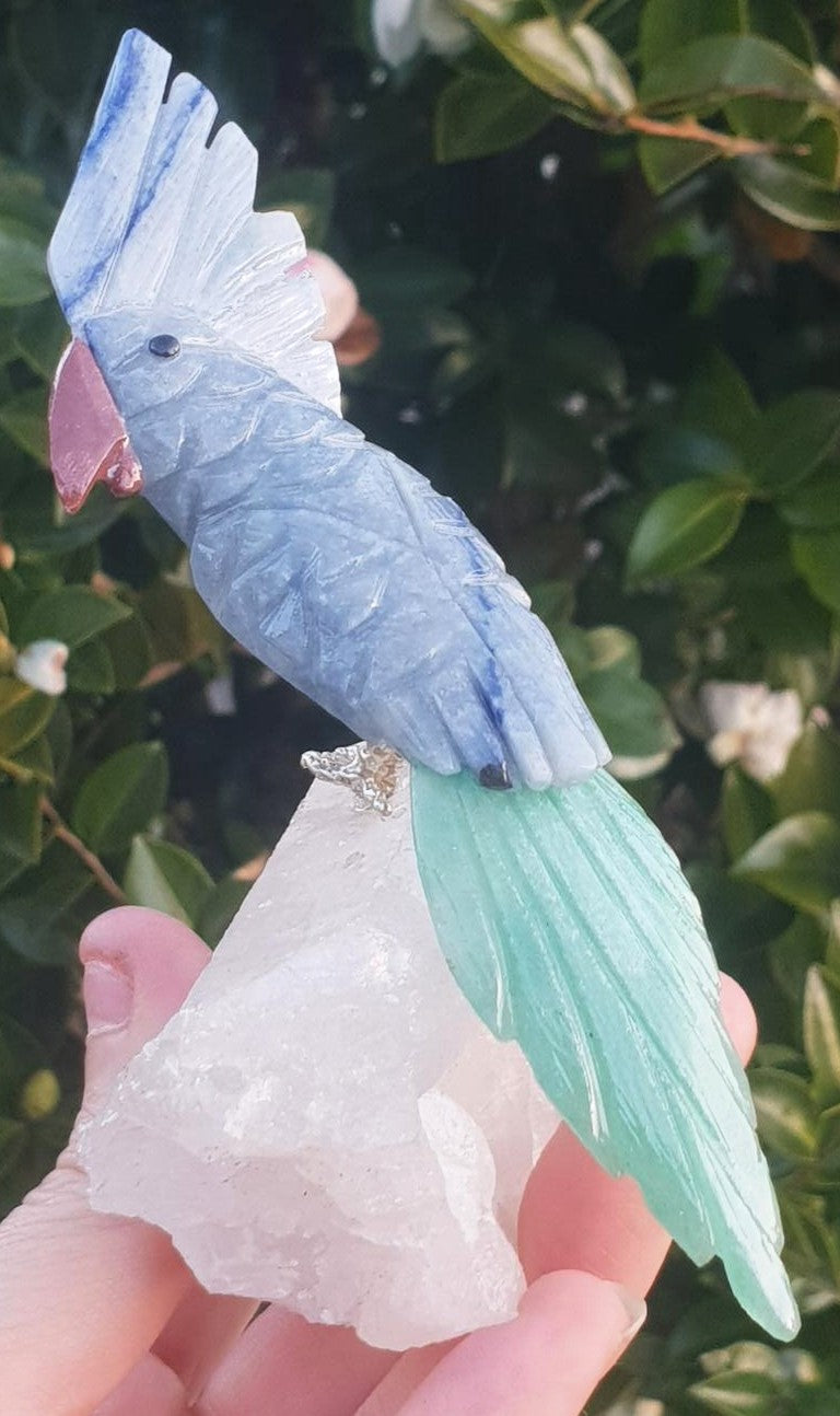 Crystal Carved Bird on Clear Quartz Cluster