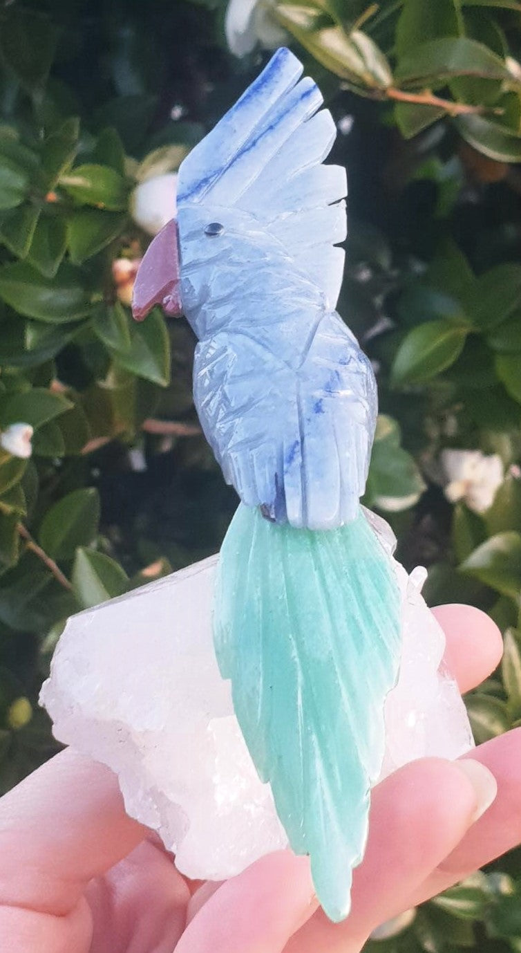 Crystal Carved Bird on Clear Quartz Cluster