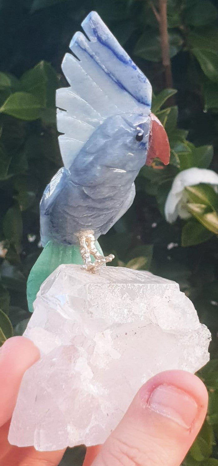 Crystal Carved Bird on Clear Quartz Cluster