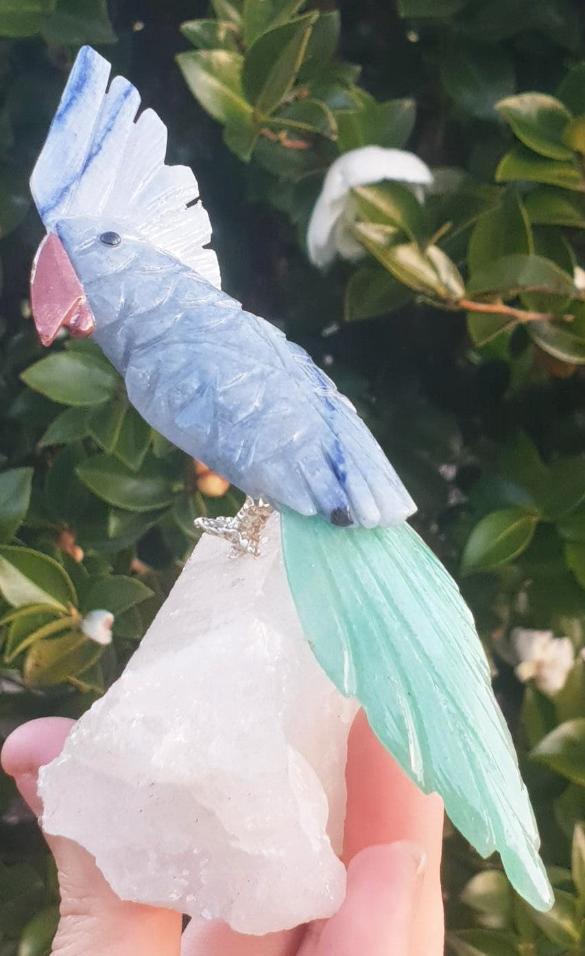 Crystal Carved Bird on Clear Quartz Cluster