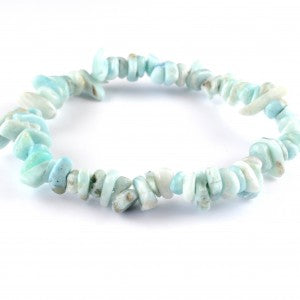 high quality bracelet made using elastic and Larimar chips. Very pale blue/green in colour. 1 bracelet