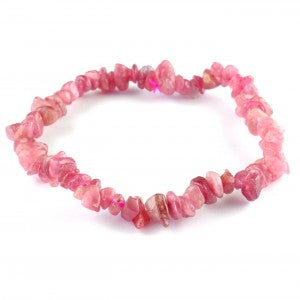high quality bracelets made using elastic and red tourmaline chips. colour is a vibrant pink. 1 bracelet