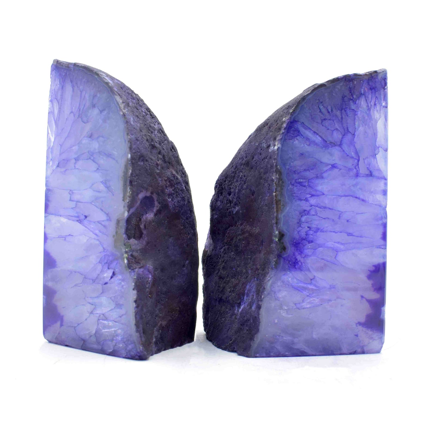natural agate book ends. coloured purple