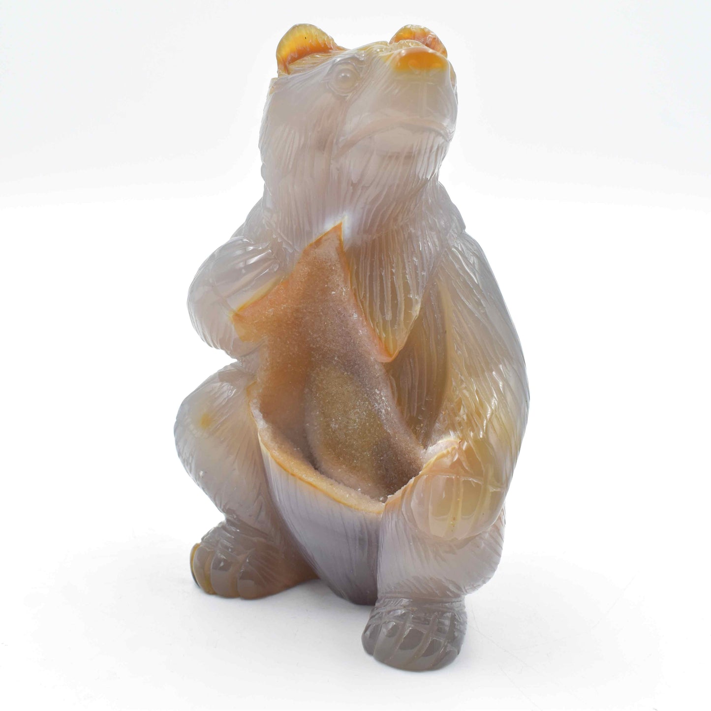 Large Bear Carving - Natural Agate Geode
