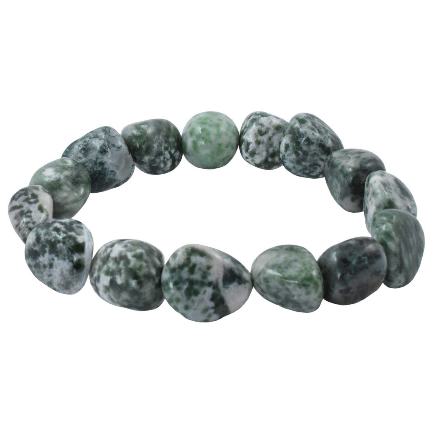 Green Spot Jade Tumbled Bracelet