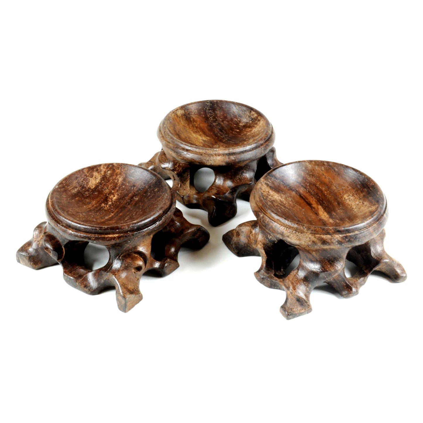 Wooden Hand Carved Crystal Ball Stand - Medium