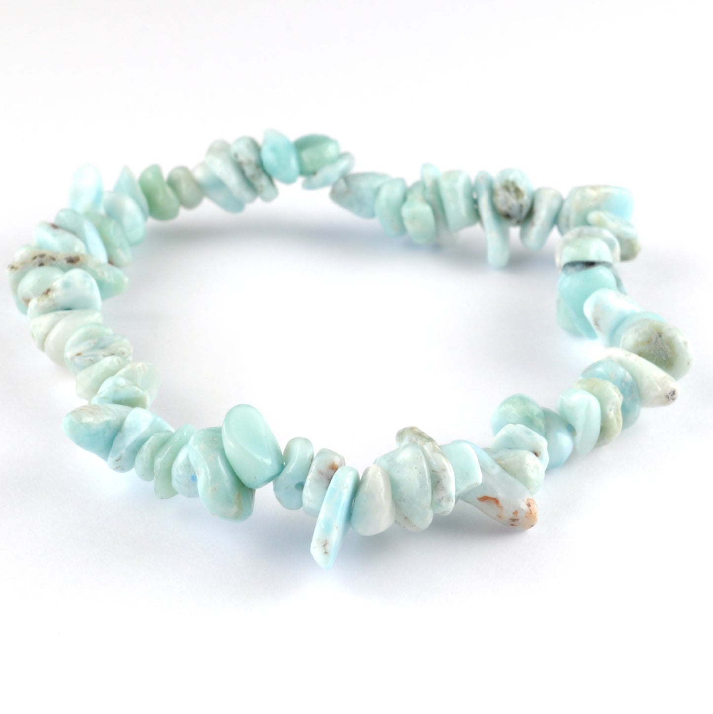 high quality bracelet made using elastic and Larimar chips. Very pale blue/green in colour. 1 bracelet