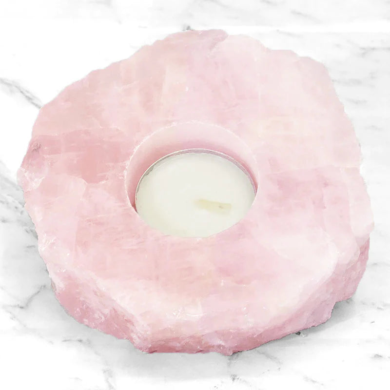 Rose Quartz Tealight Candle Holder