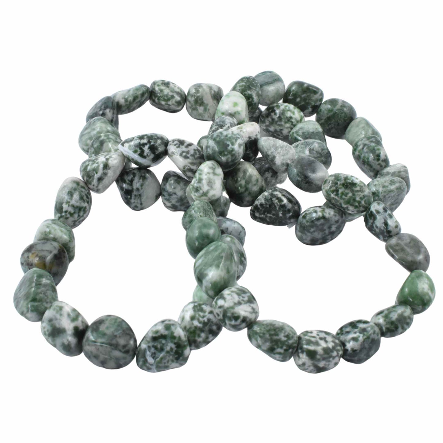 Green Spot Jade Tumbled Bracelet