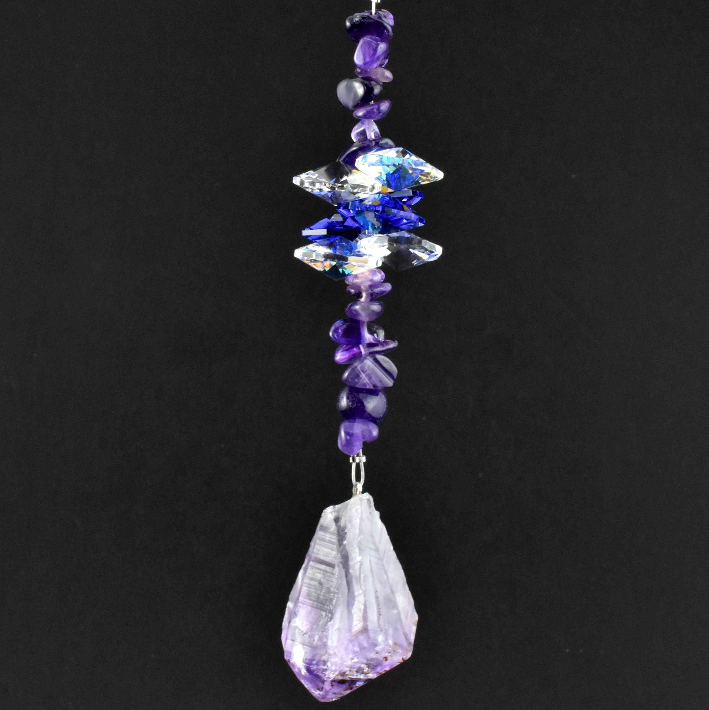 Natural Stone & Swarovski Crystal Suncatcher - Amethyst