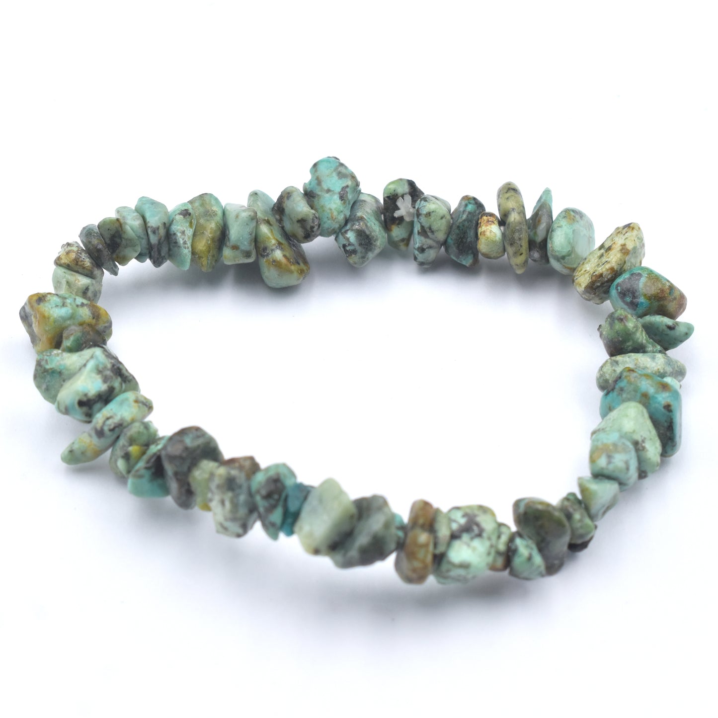 stunning green and black coloured elastic crystal chip bracelet. made using high quality african turquoise chips