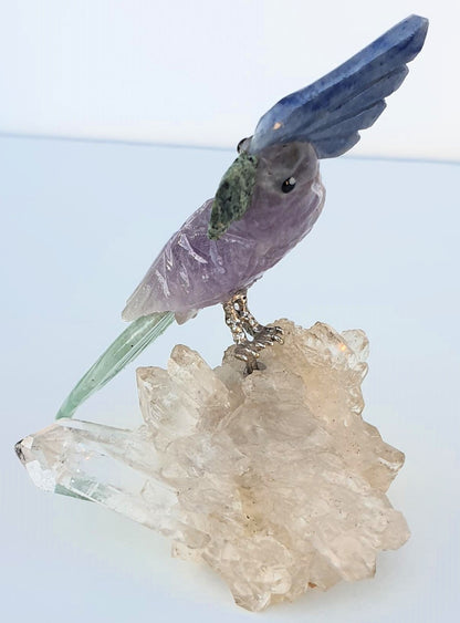 Crystal Carved Bird on Clear Quartz Cluster