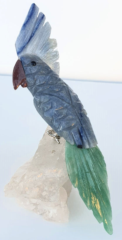 Crystal Carved Bird on Clear Quartz Cluster