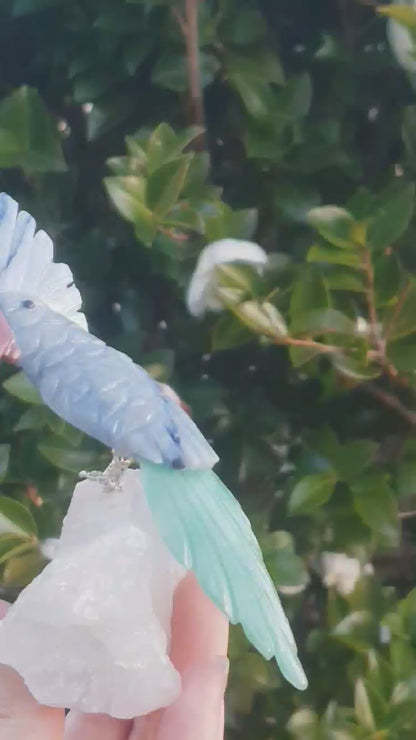Crystal Carved Bird on Clear Quartz Cluster