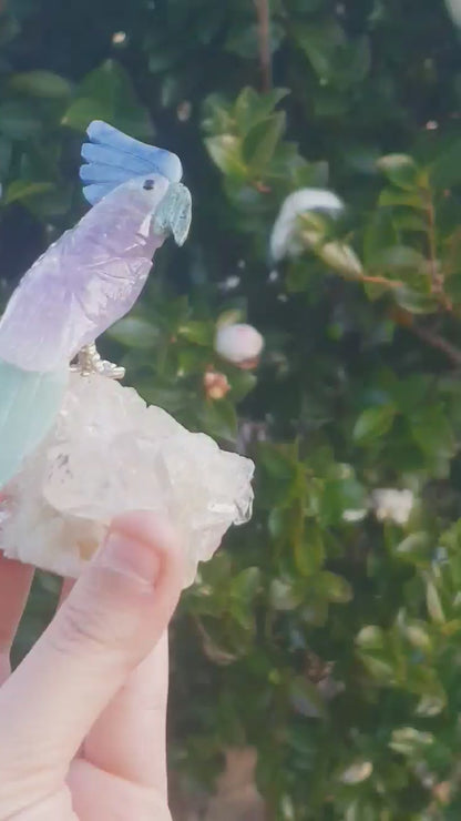 Crystal Carved Bird on Clear Quartz Cluster