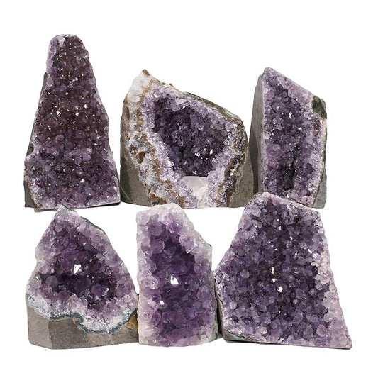 Raw Amethyst Freestanding Clusters/Freeforms (6 Piece Set)