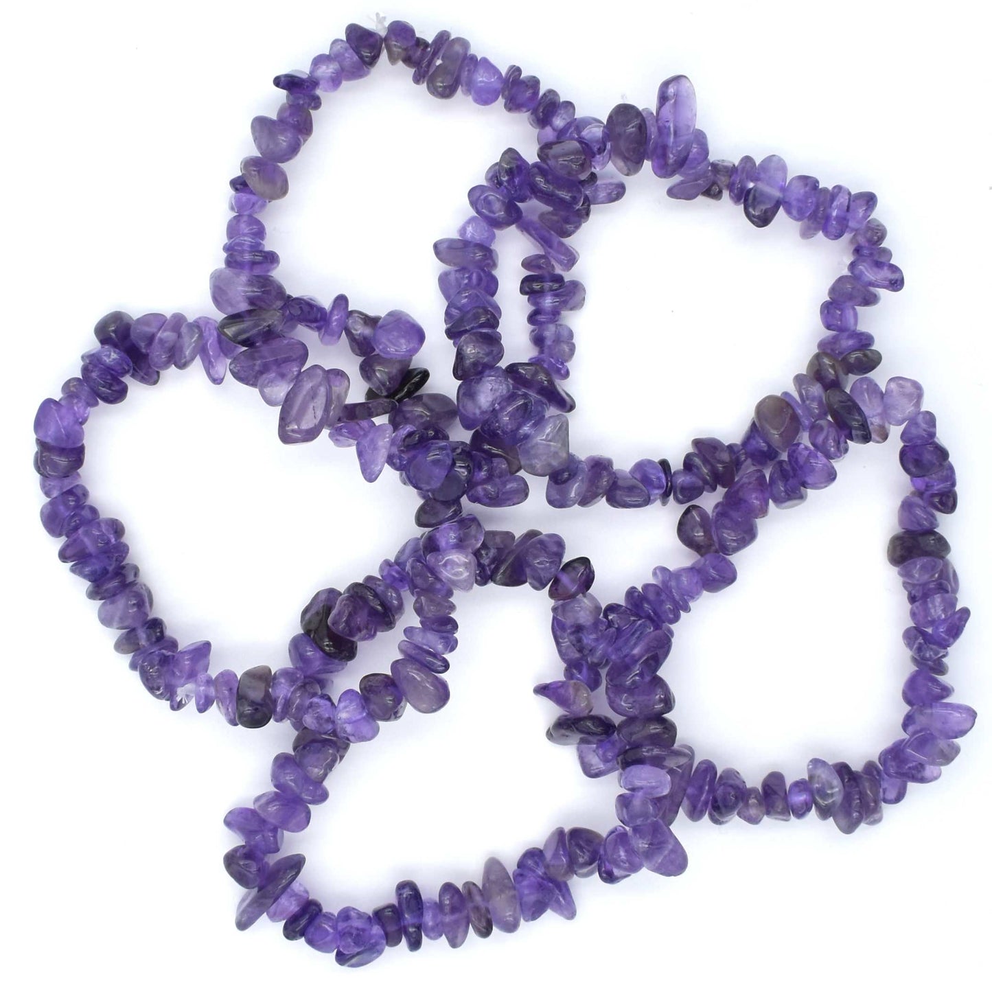 stunning purple coloured elastic crystal chip bracelet. made using high quality amethyst chips. 5 bracelets