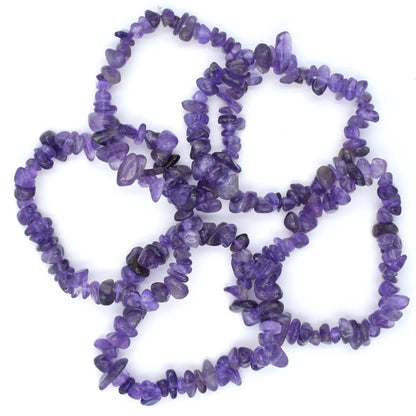 stunning purple coloured elastic crystal chip bracelet. made using high quality amethyst chips. 5 bracelets