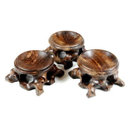 Wooden Hand Carved Crystal Ball Stand - Medium