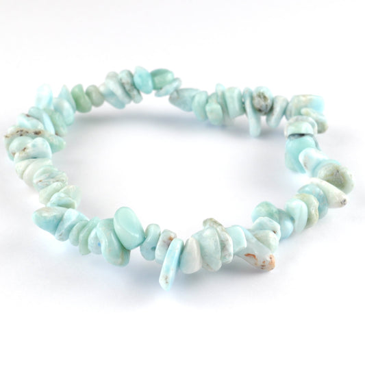 high quality bracelet made using elastic and Larimar chips. Very pale blue/green in colour. 1 bracelet