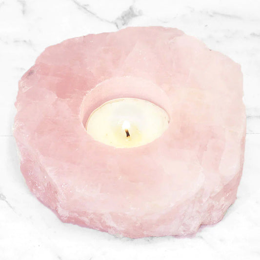 Rose Quartz Tealight Candle Holder