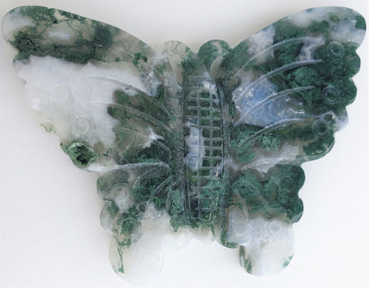 Green Moss Agate Butterfly Carving