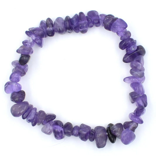 stunning purple coloured elastic crystal chip bracelet. made using high quality amethyst chips
