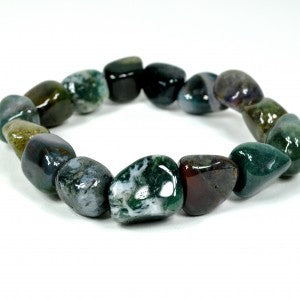 Green Moss Agate Tumbled Bracelet