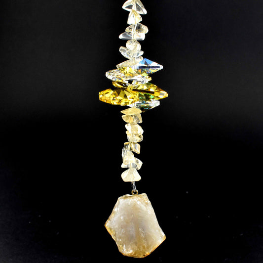 Natural Stone & Swarovski Crystal Suncatcher - Citrine