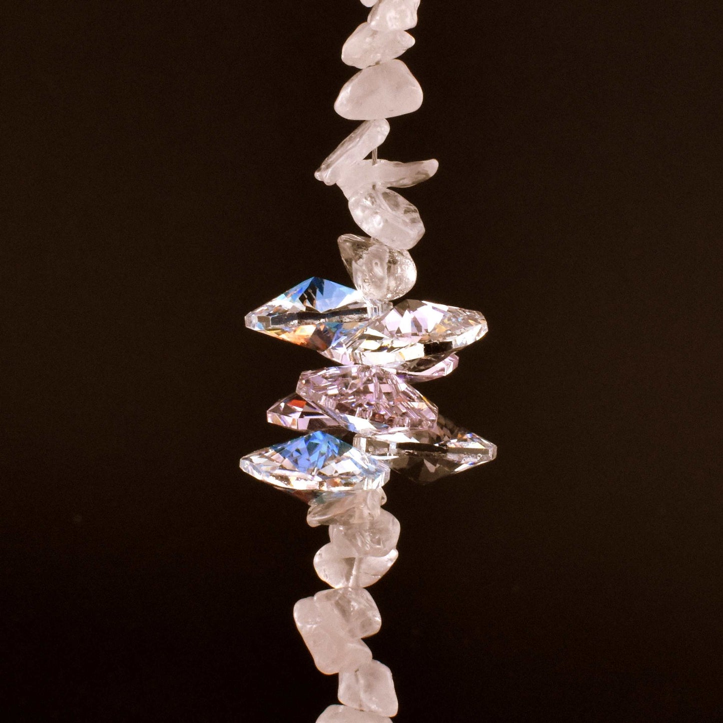 Natural Stone & Swarovski Crystal Suncatcher - Rose Quartz