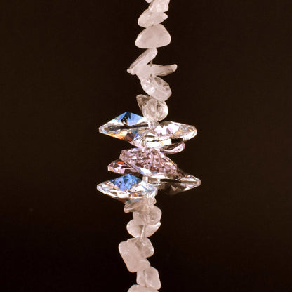 Natural Stone & Swarovski Crystal Suncatcher - Rose Quartz