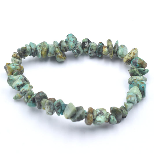 stunning green and black coloured elastic crystal chip bracelet.  made using high quality african turquoise chips